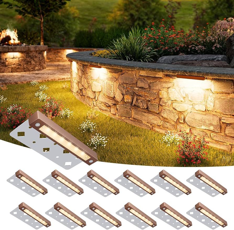 VOLISUN 12 Pack 7 Inch Retaining Wall Lights, Waterproof LED Hardscape Lighting, Cuttable Low Vol... | Amazon (US)