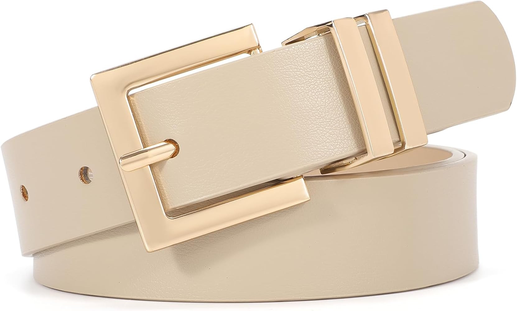 SANSTHS Women's Leather Belt for Jeans Pants Dresses Fashion Ladies Belt Square Gold/Silver Buckl... | Amazon (US)