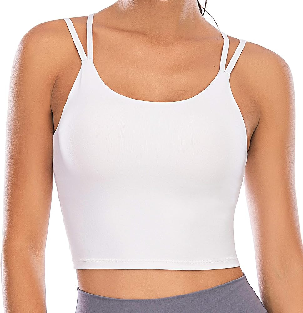 Vorcy Womens Padded Sports Bra Fitness Workout Running Camisole Crop Top with Built in Bra | Amazon (US)