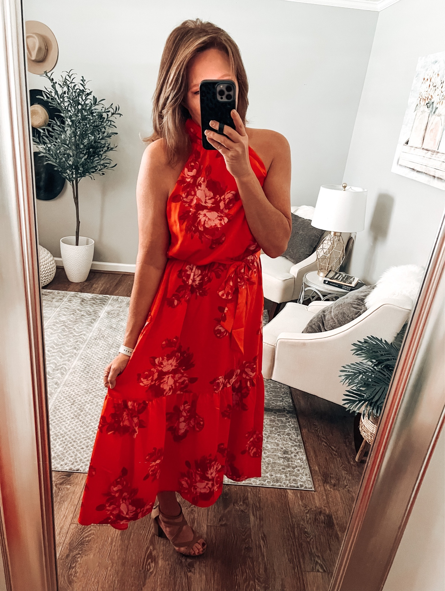 Halter dress by Scoop from Walmart. Perfect for vacation, wedding guest dress, summer dress or, date night. 

OOTD, LOTD, Walmart dresses, Walmart fashion, floral dress, midi dress, 

#LTKsalealert #LTKunder50 #LTKFind