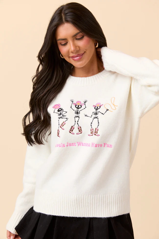 Ghouls Just Wanna Have Fun Crewneck Sweater | Pink Lily