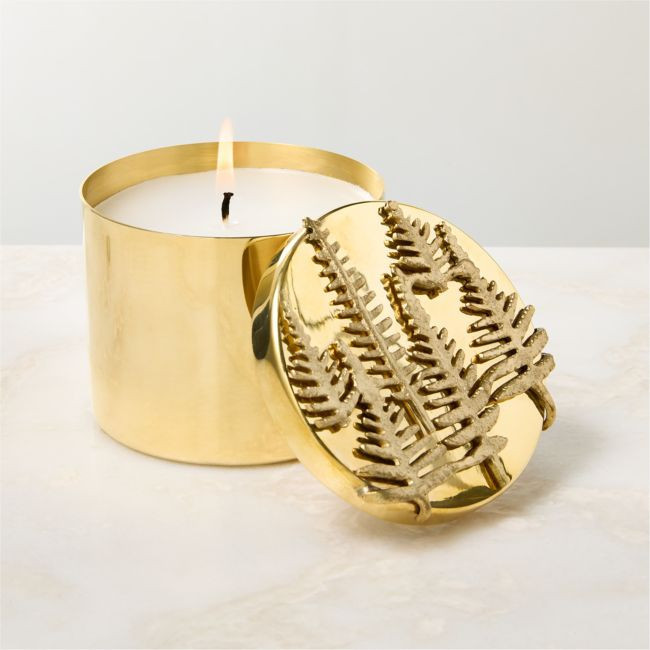 Cedarwood + Tobacco Scented Candle 14oz with Unlacquered Brass Lid | CB2