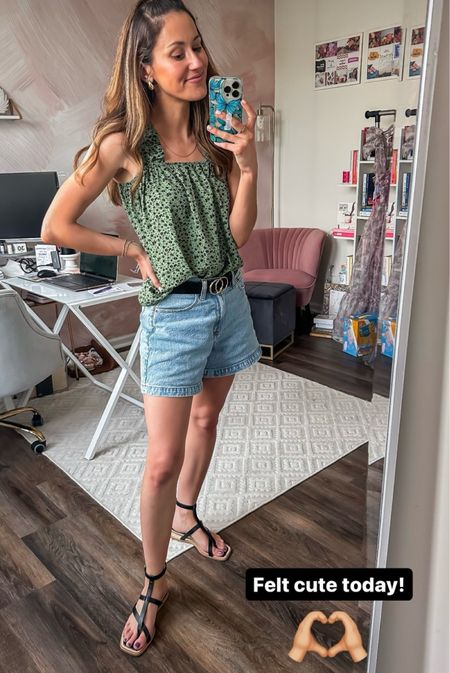 Cute summer outfit! 🖤

Summer date night outfit // gold jewelry on Amazon // Amazon tank // black and gold belt // Abercrombie denim dad shorts // black gladiator sandals // casual summer outfit 

#LTKStyleTip #LTKFindsUnder100 #LTKSeasonal