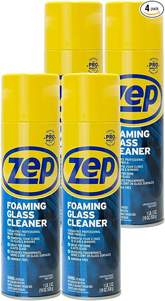 Zep Foaming Glass and Plexiglass Cleaner - 19 Ounces (Case of 4) ZUFGC19 - Foaming Formula Clings... | Amazon (US)