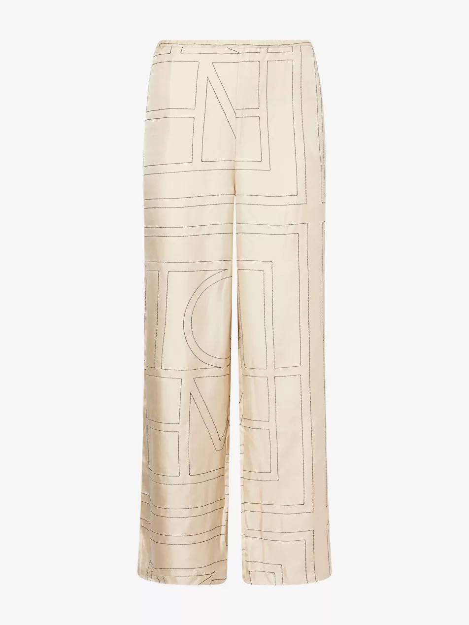 Monogram-Print Silk-Twill Pyjama Bottoms | Selfridges