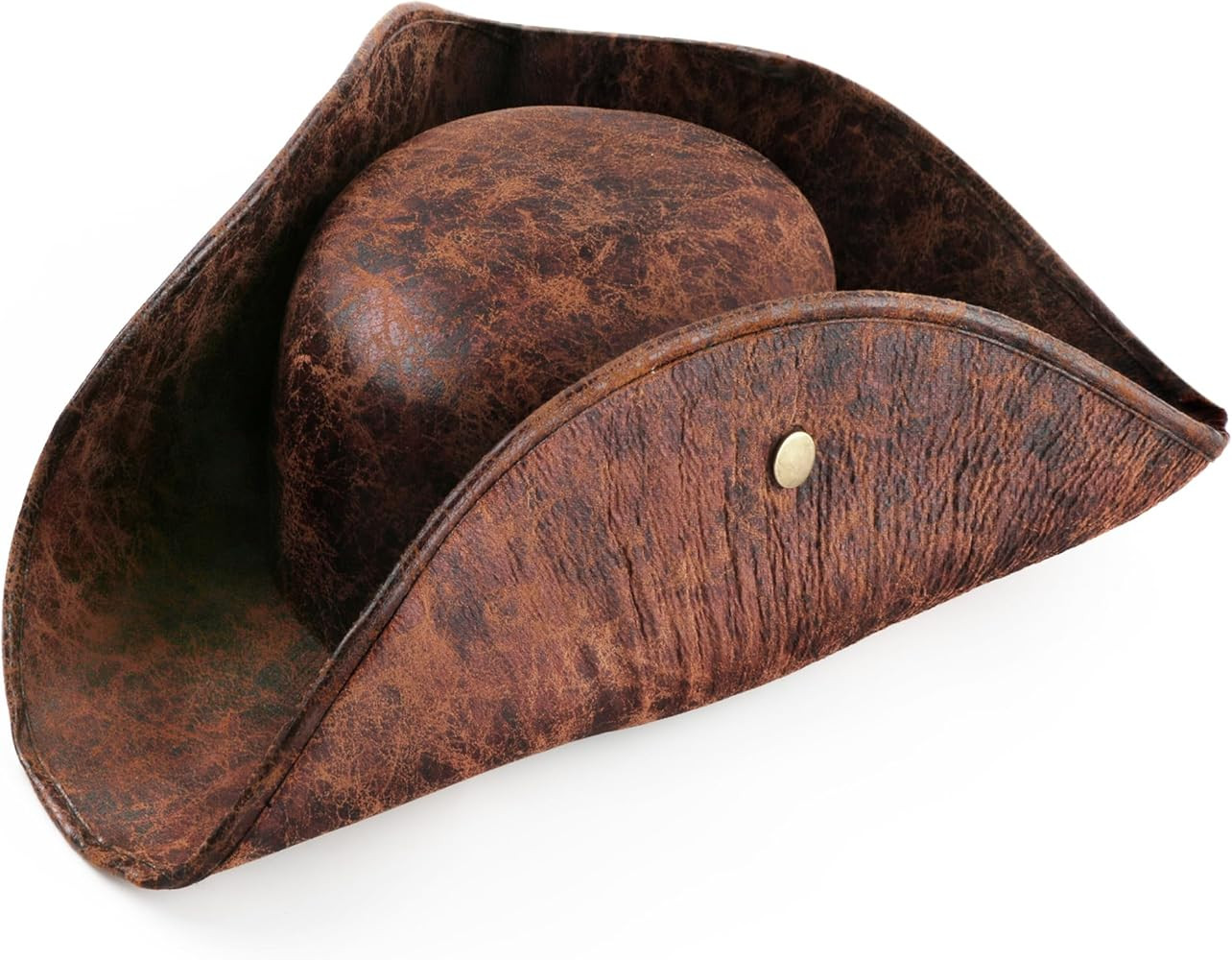 Srnede Pirate Hat For Women & Men Tricorn Hat Brown Faux Leather Vintage Wrinkle Hat Distressed | Amazon (US)