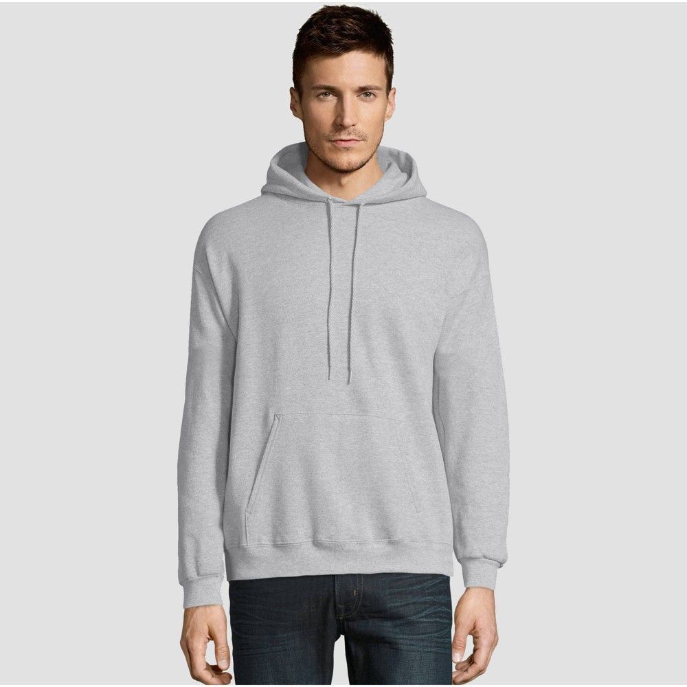Hanes Men's EcoSmart Fleece Pullover Hooded Sweatshirt - Ash L, Size: Large, Grey | Target