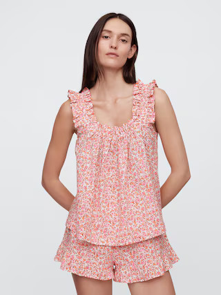 Relaxed Poplin Ruffle PJ Top | Gap Factory