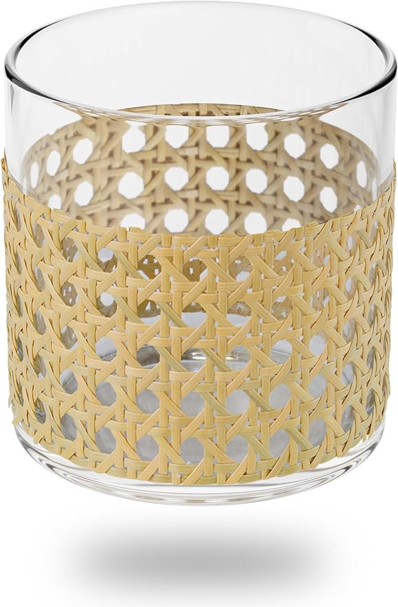 Glass Flower Vase with Rattan Cover, Modern/Farmhouse/Boho/Vintage Style Decor Plastic Cane Wrapp... | Amazon (US)