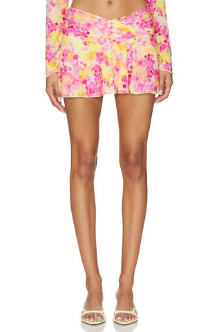 Indah Leo Printed Crossover Gathered Band Mini Skirt in Romance from Revolve.com | Revolve Clothing (Global)