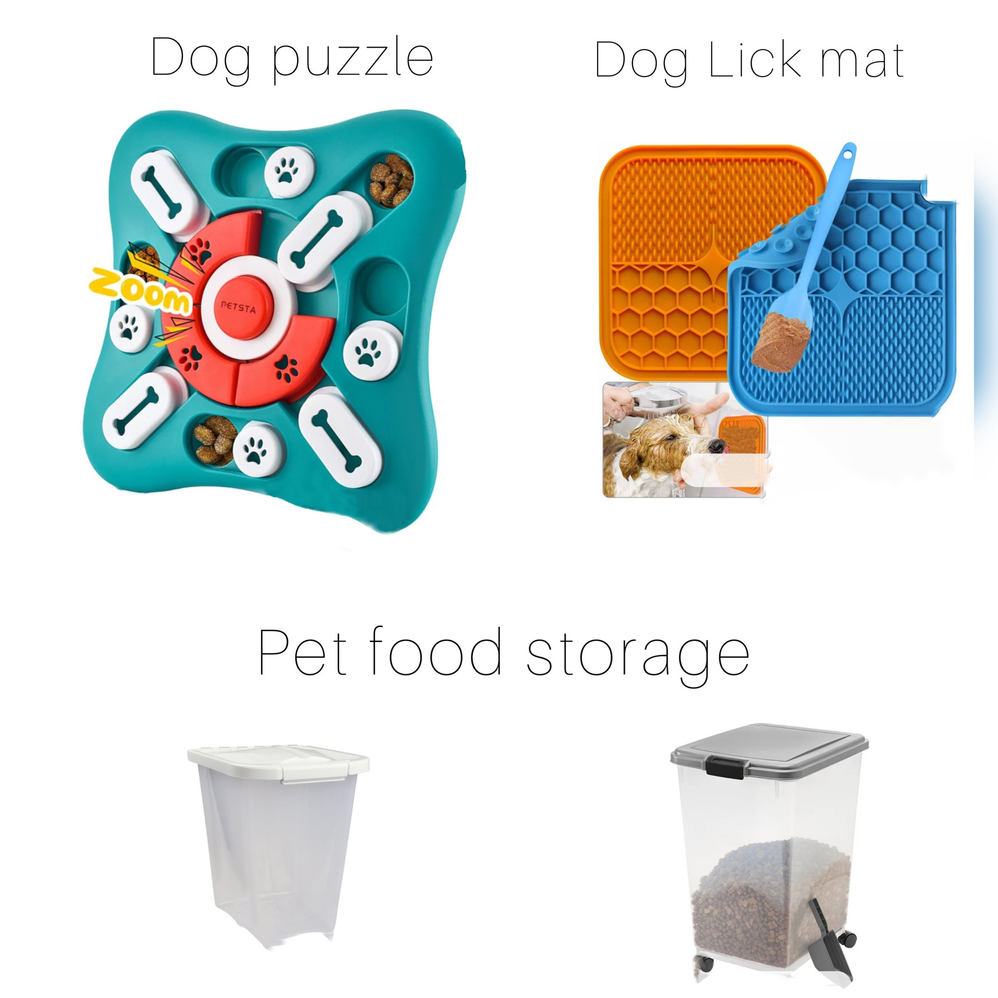 Favorite dog items. Dog lick mat and puzzle are a great way to keep your pup busy. Pet food containers in a variety of sizes.

#LTKhome #LTKFind