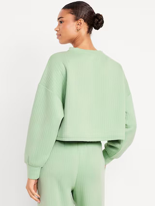 Bounce Fleece Quilted Crew-Neck Top | Old Navy (US)