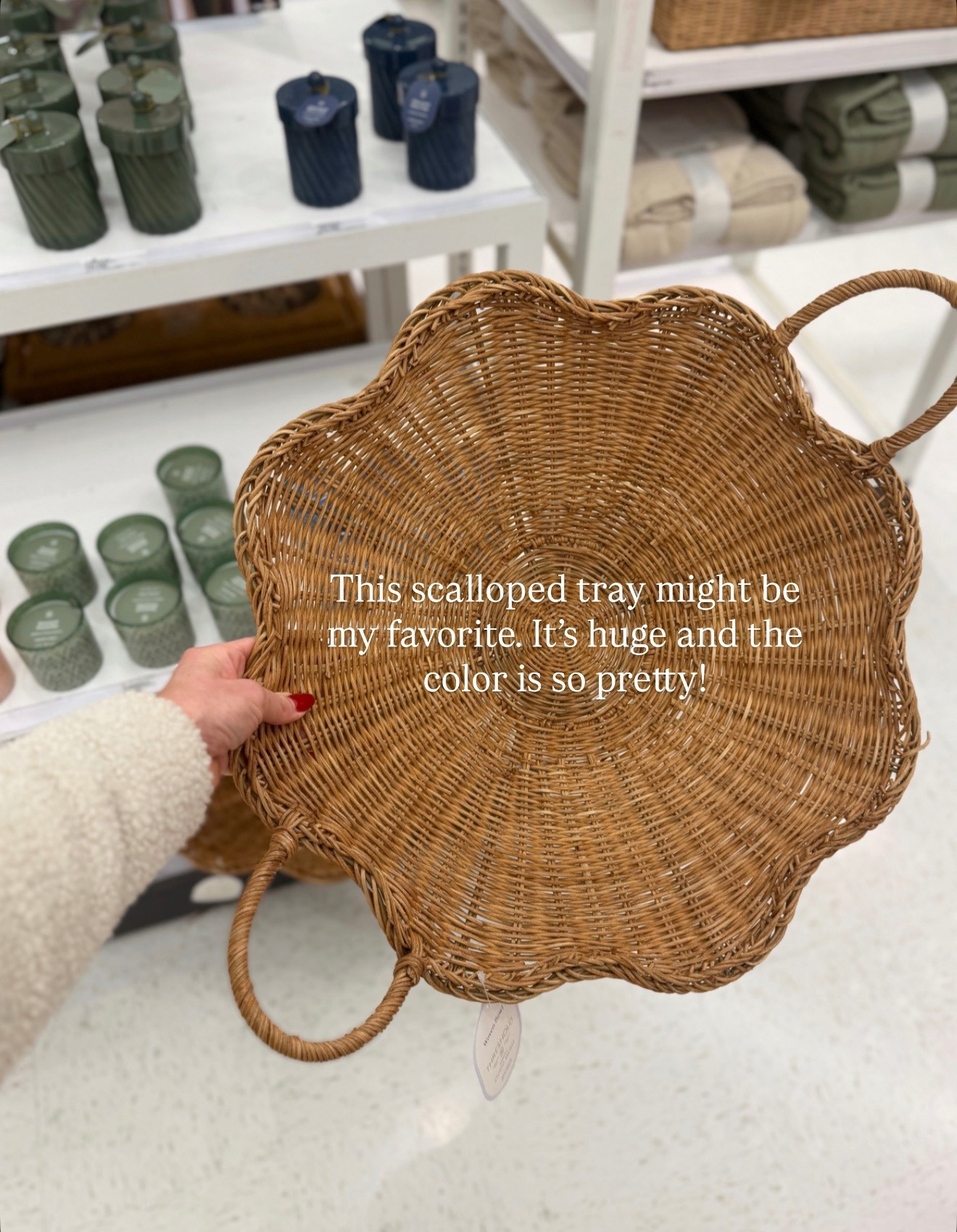 Gah this scalloped tray is so pretty! It’s huge and the color is beautiful. Perfect size for a large coffee table! Or use as a centerpiece on your island and fill with faux artichokes, lemons, etc  

#LTKFindsUnder50 #LTKHome