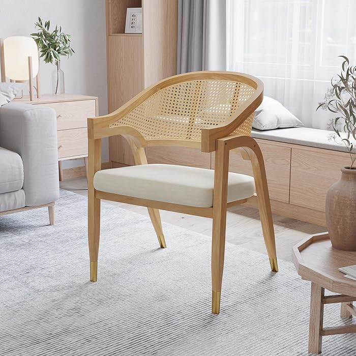 Merrick Lane Bronson Cane Rattan Dining and Accent Chair, Solid Wood Frame, Versatile Seating Sol... | Amazon (US)