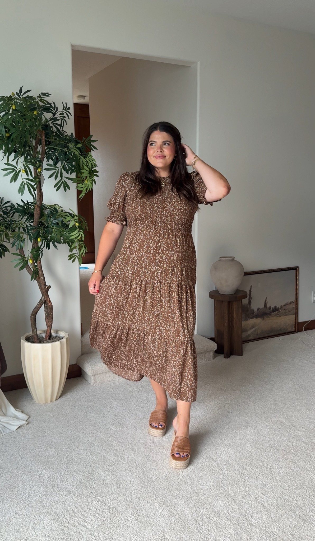 Amazon fall midi dress. - perfect woke dress or teacher outfit and would be AMAZING for family photos. 

Good arm and tummy coverage. Maternity friendly. Wearing xl

#fall #midsize #teacher #maternity #amazon

#LTKMidsize #LTKWorkwear #LTKFindsUnder50