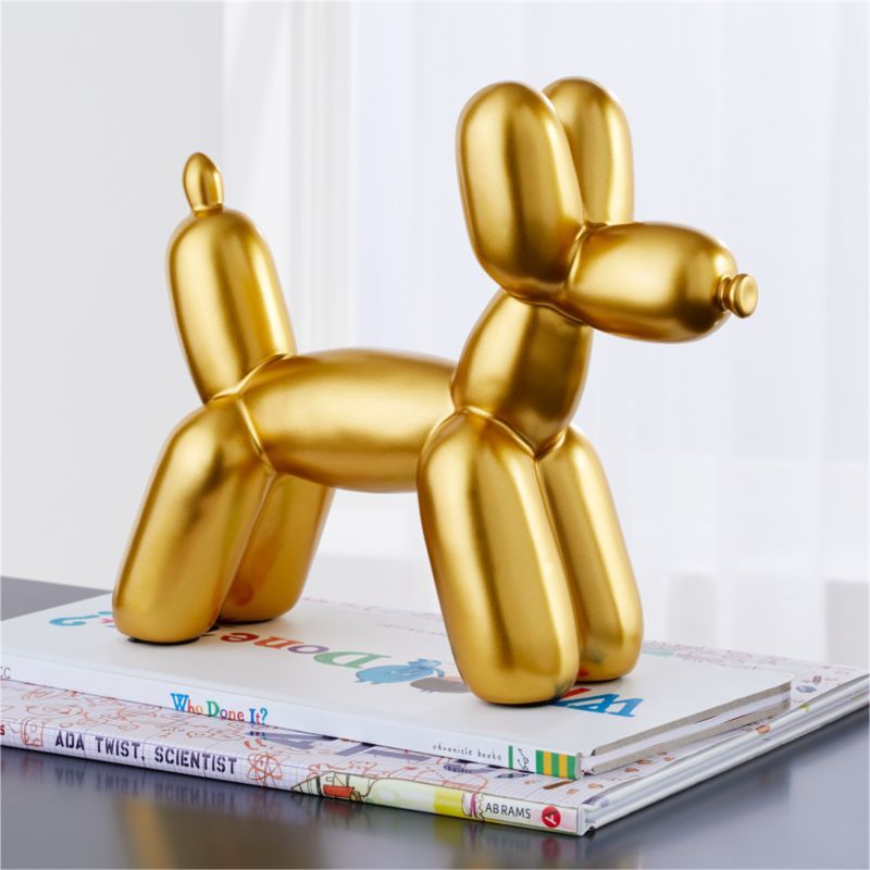 Gold Dog Balloon Animal Bookend | Crate & Barrel
