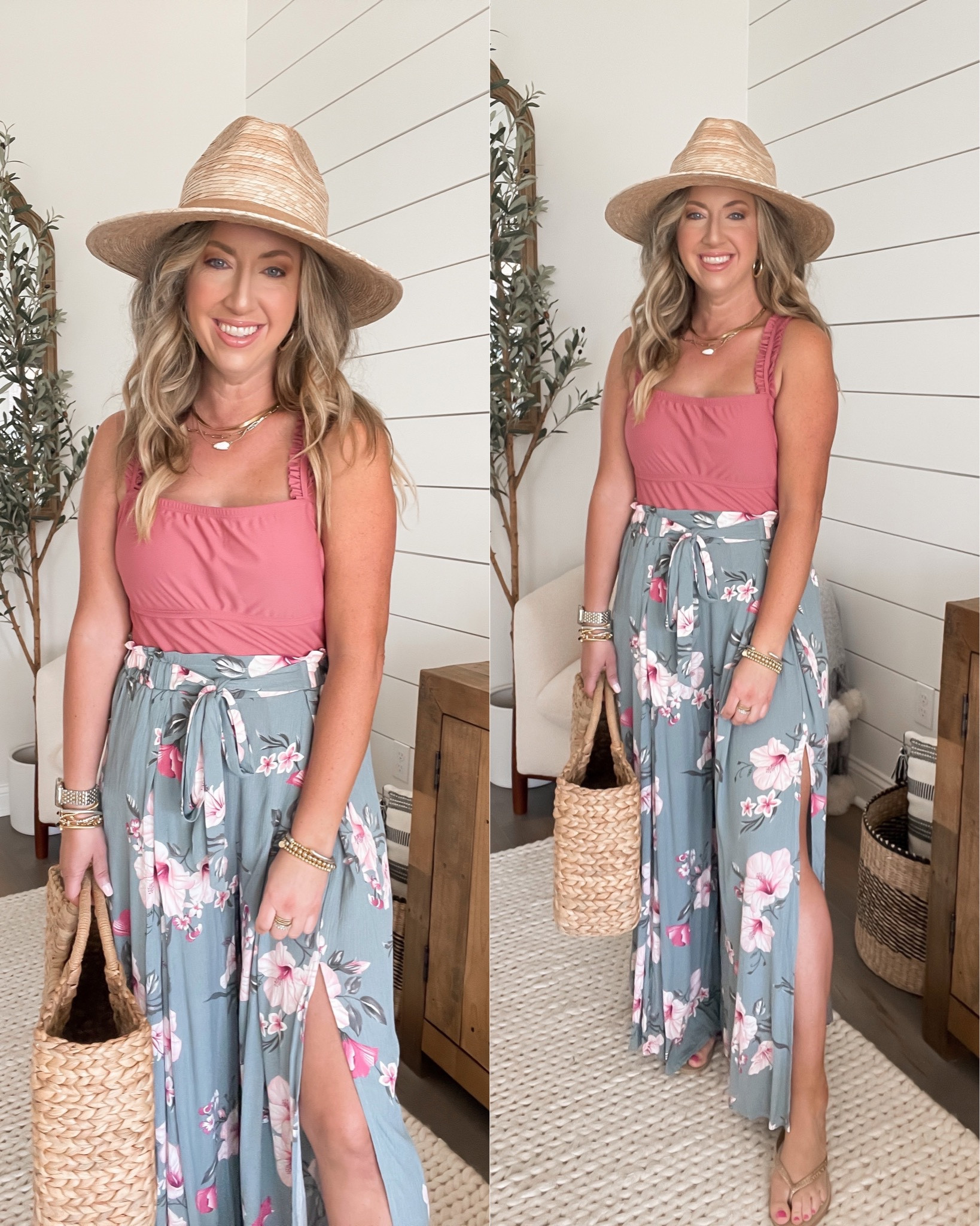 Amazon fashion amazon finds beach pants size 4-6 vacation outfit swimsuit cover up straw hat straw bag beach bag spring break outfit 

#LTKswim #LTKunder50