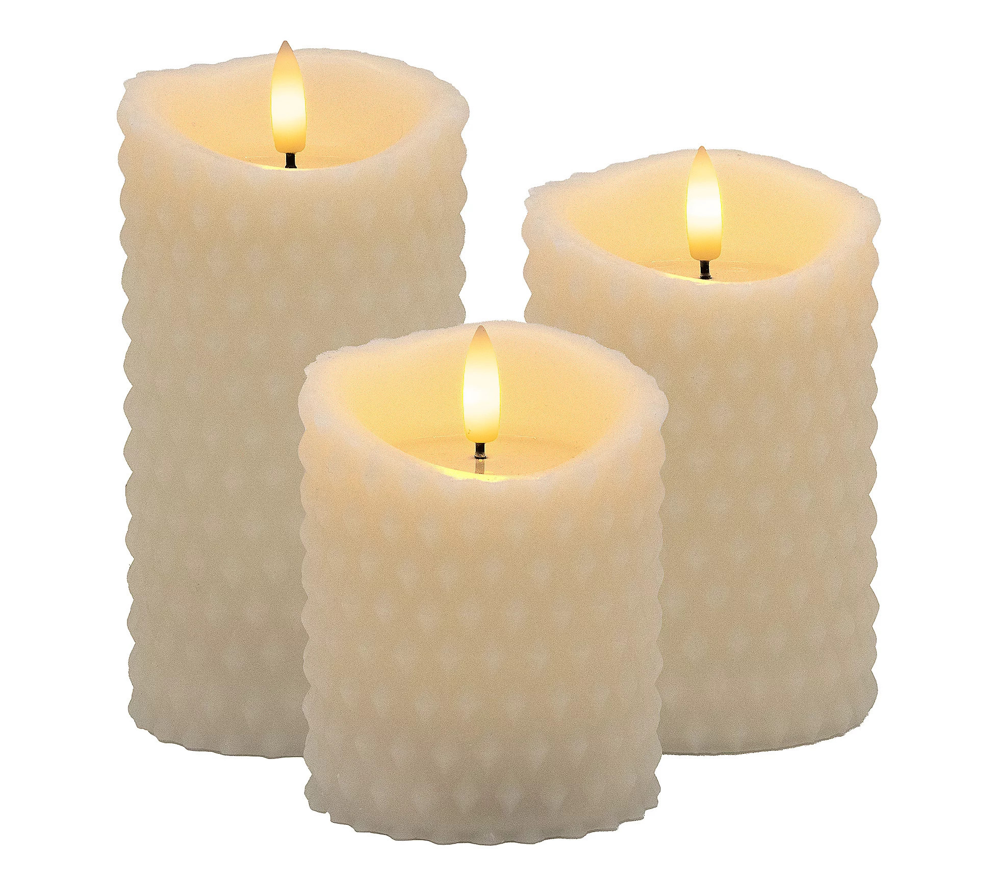 LumaBase Battery Operated Textured Candles- Setof 3 | QVC