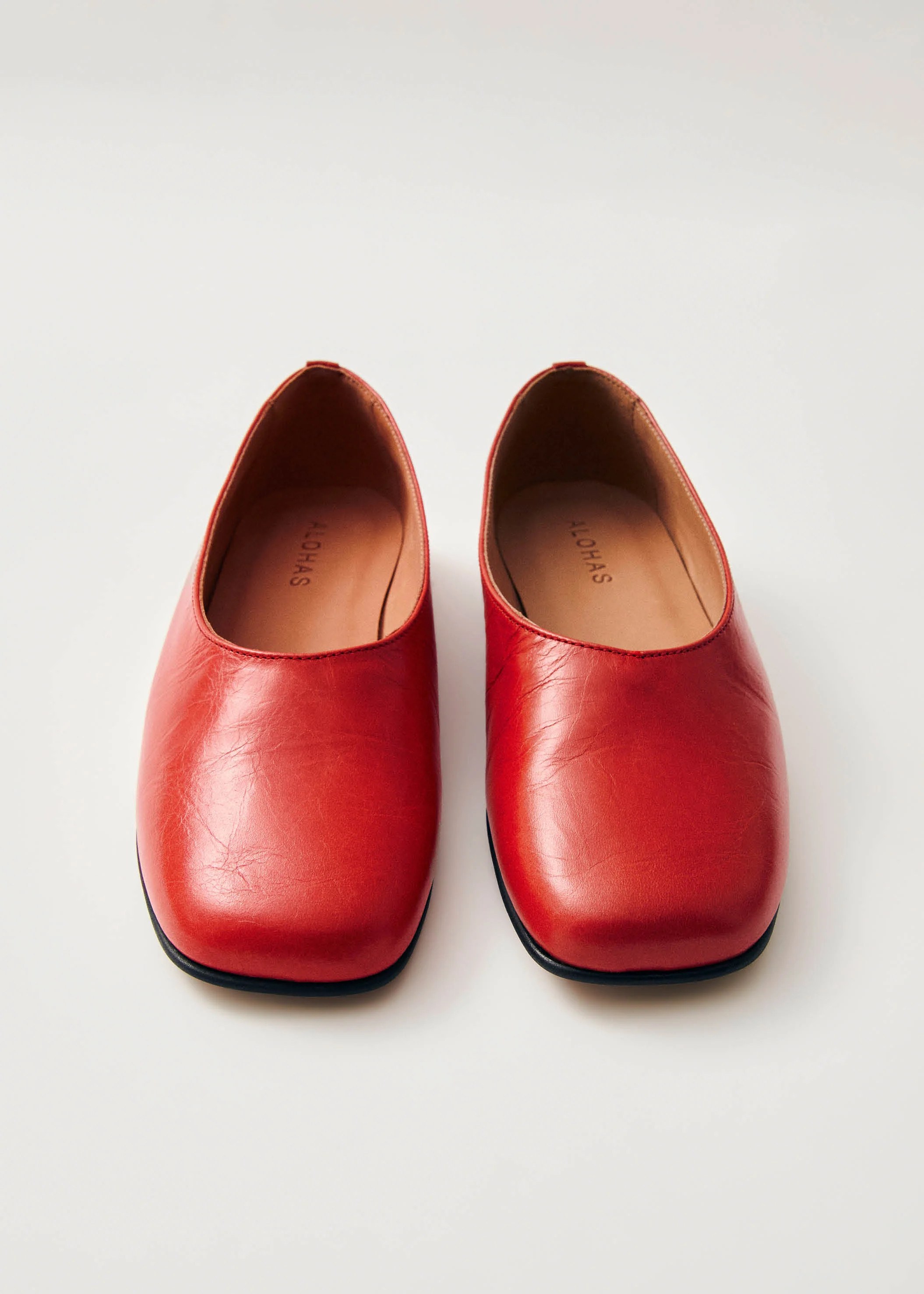 Edie Red Leather Ballet Flats | ALOHAS | Alohas UK