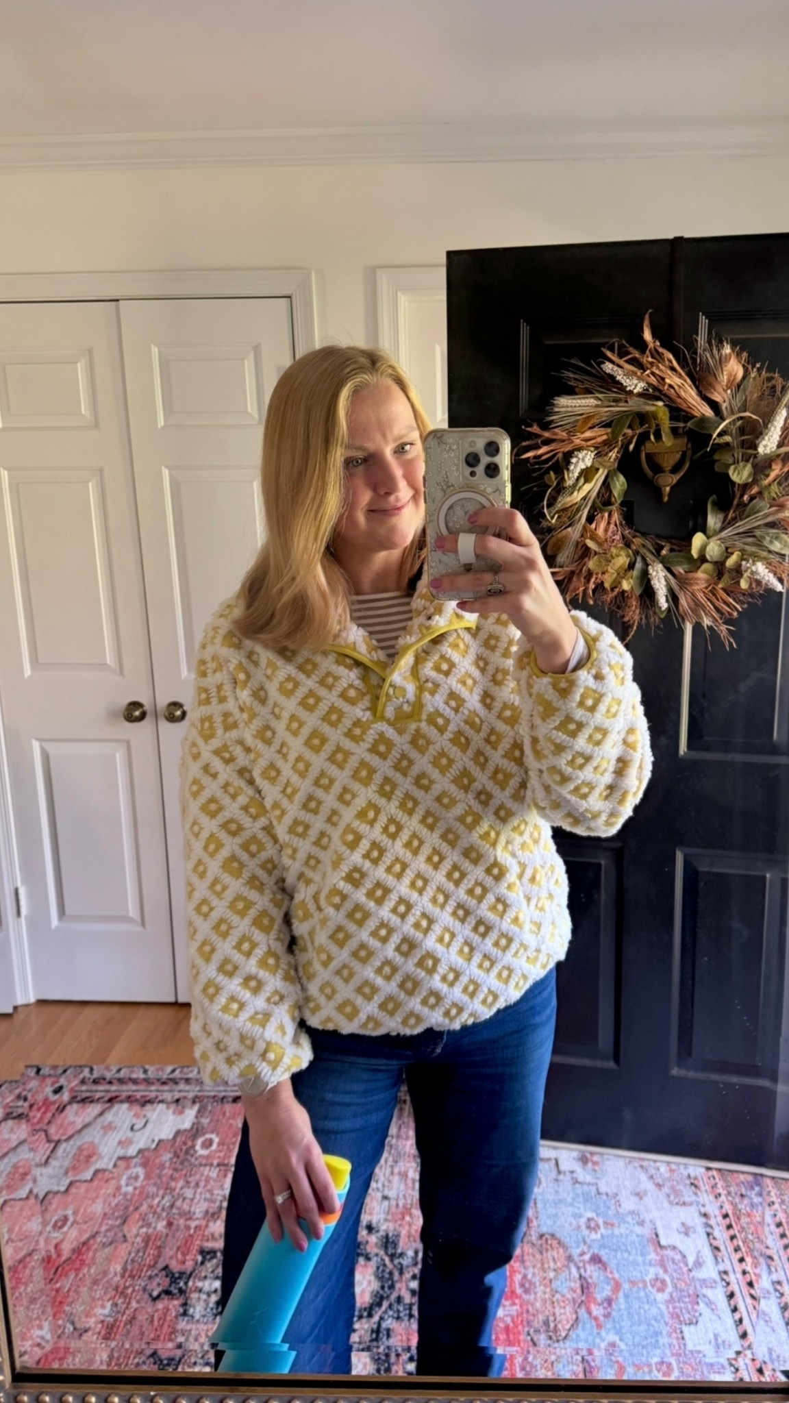 Cozy fleece pullover with fuzzy checkered yellow print. Lined, nice pockets and comfy for cool spring days!

Fits oversized 

Free people vibes / Anthropologie look for less / Amazon find

#LTKdayinmylife #LTKSeasonal