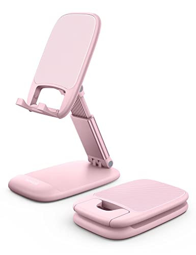 Lamicall Pink Phone Holder, Desk Accessories - Rose Gold Pink Office Cell Phone Stand, Desktop, Office Desks Accessories, Desk Decor for Women, for iPhone, 4-8'' Phone | Amazon (US)