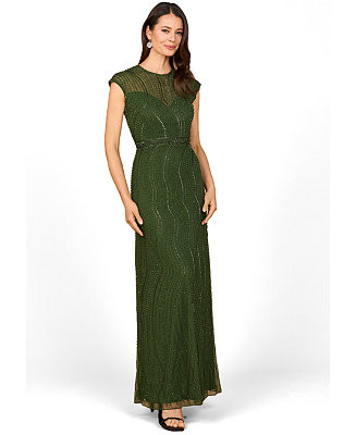 Lara Women's Cap Sleeve, Illusion Neck Beaded Gown - Macy's | Macy's