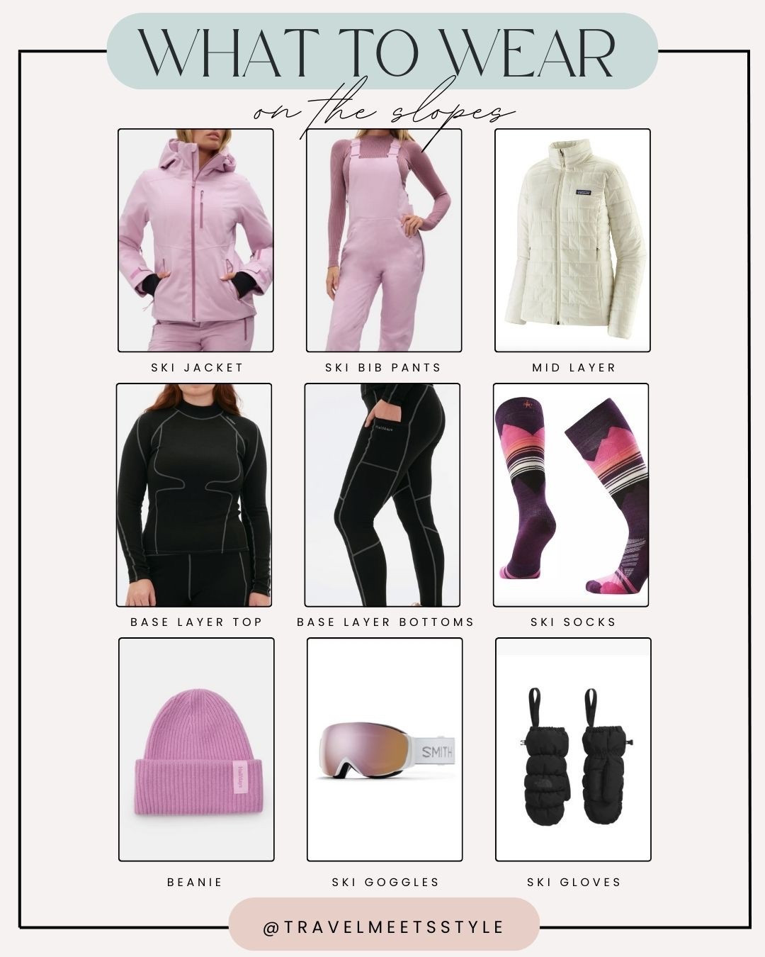Ultimate ski trip packing list for women ⛷️ Visit travelmeetsstyle.com to read the full post + explore more ski outfits & winter outfits for women ❄️


Ski jacket, ski bibs, mid layer puffer jacket, base layer, ski socks, winter beanie, ski goggles, ski gloves 

#LTKTravel