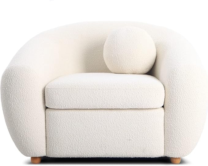 Mid-Century Modern Curved Boucle Chair Fabric, White Boucle | Amazon (US)