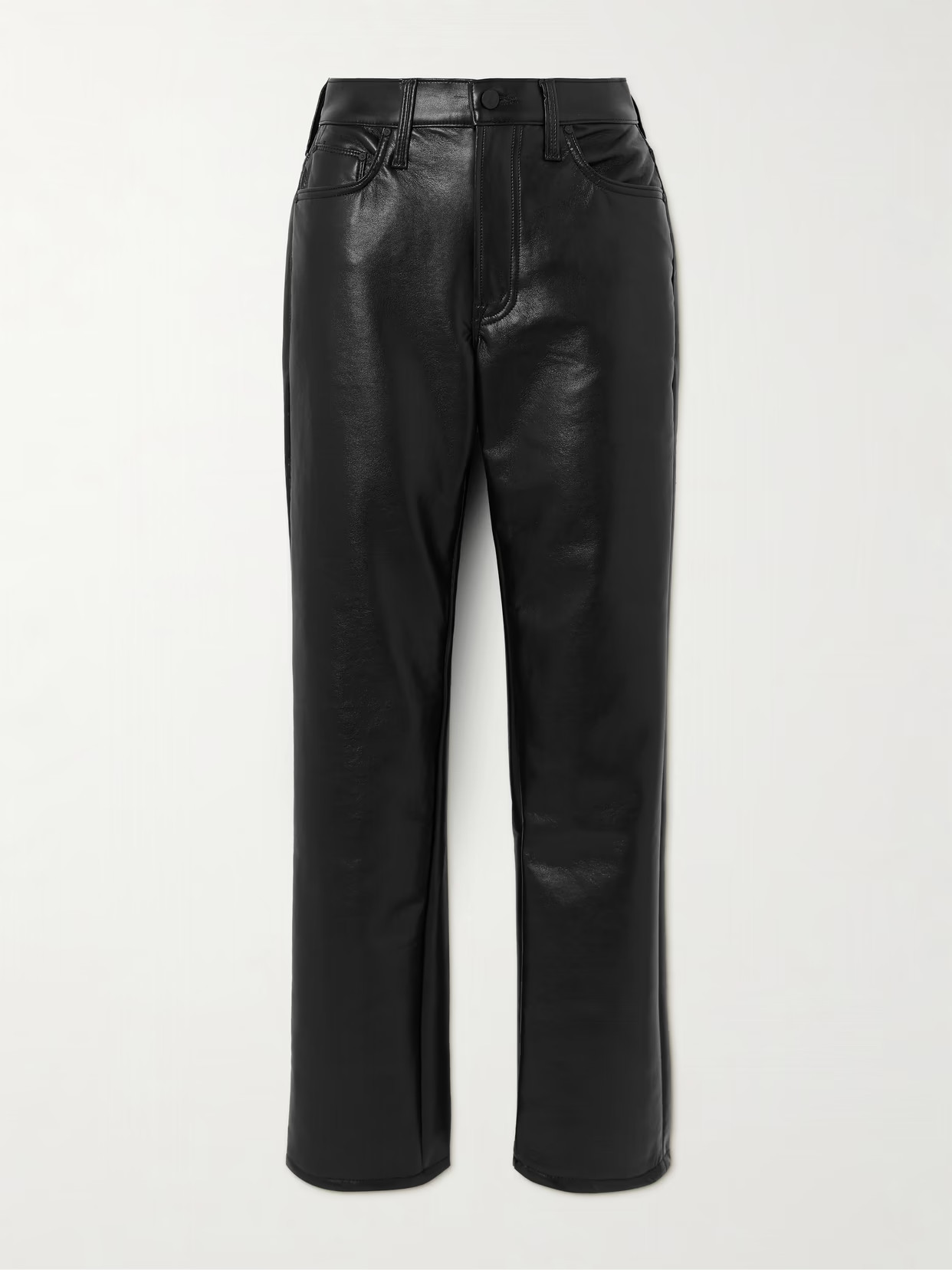 Mother - The Smarty Recycled Patent-leather Straight-leg Pants - Black | NET-A-PORTER (US)