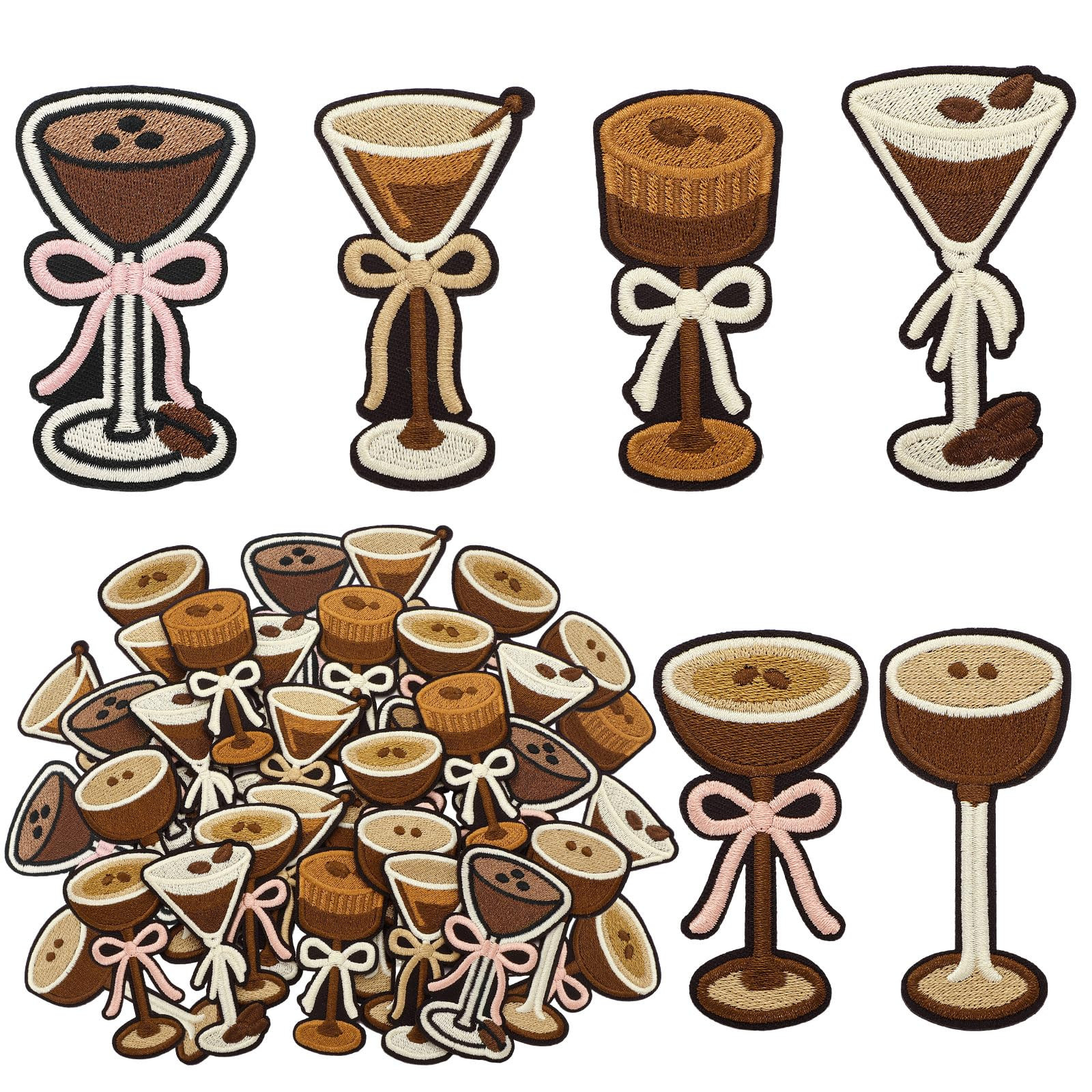 Dingion 24 Pcs Espresso Martini Embroidered Iron on Patches Set for Clothes Jeans Jackets Dress B... | Amazon (US)