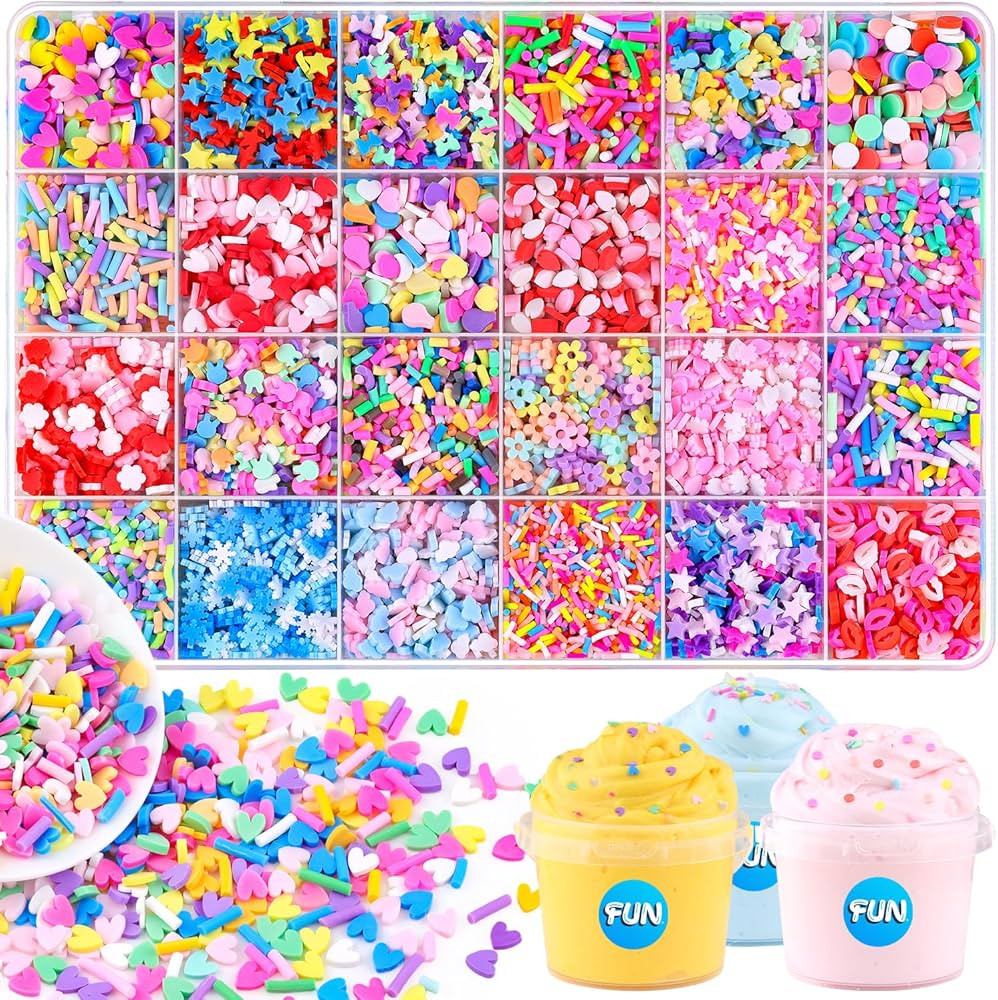 24-Grid Slime Mix Ins Non-edible Polymer Clay Slime Add Ins|Fake Sprinkles Kawaii Charms for Nail... | Amazon (US)