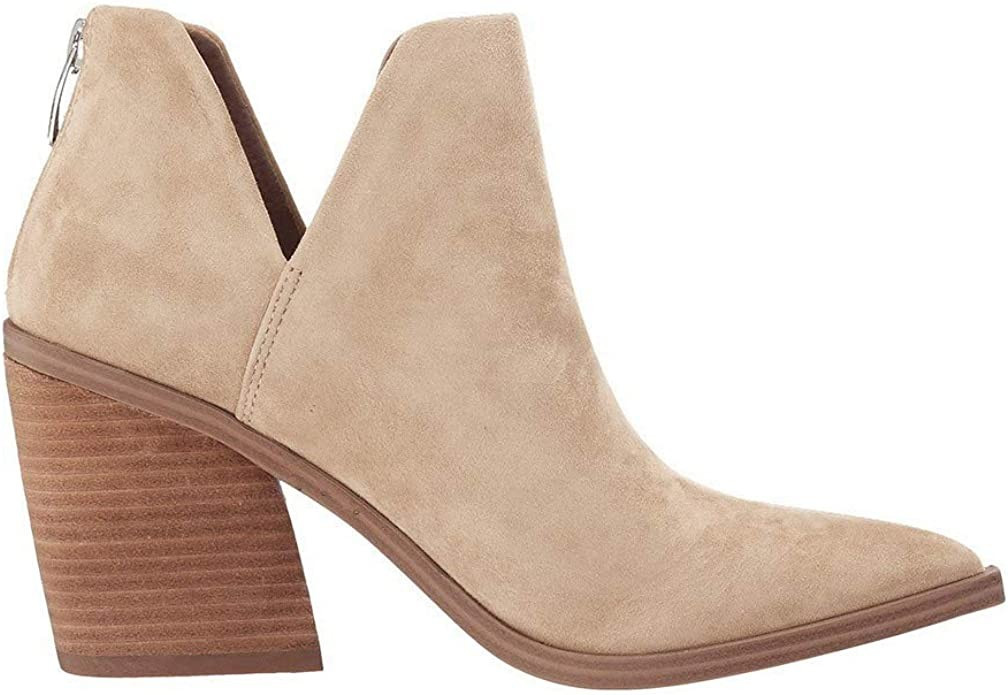 Womens Ankle Boots Slip on Cutout Pointed Toe Snakeskin Chunky Stacked Mid Heel Booties | Amazon (US)