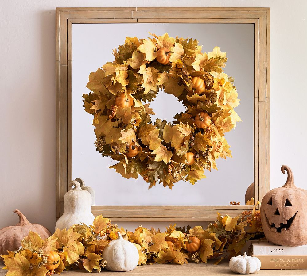 Handcrafted Lit Maple Pumpkin Wreath & Garland | Pottery Barn (US)