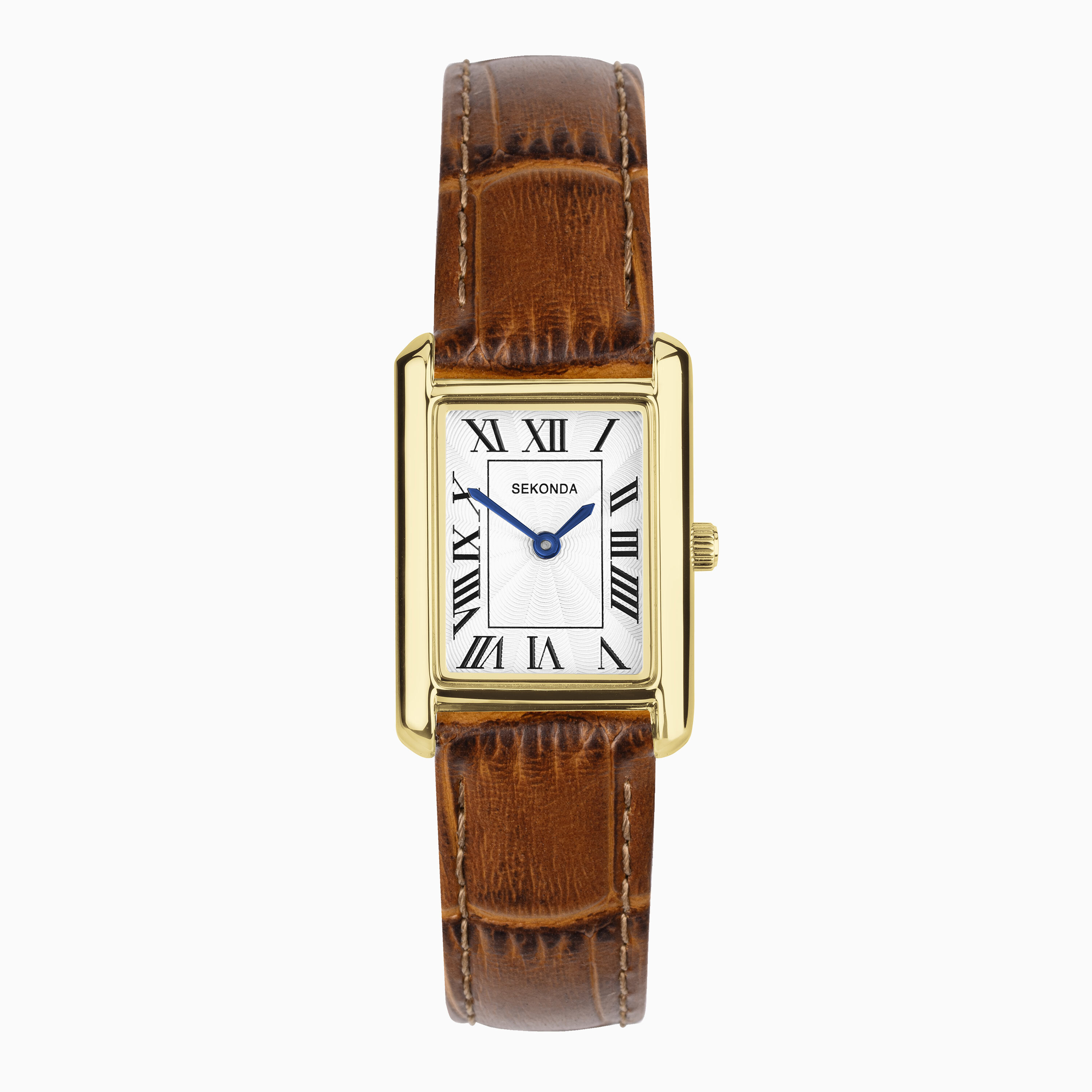 Sekonda Colette Ladies Watch | Gold Alloy Case & Brown Leather Strap | Rectangular 22mm Case | Wh... | Sekonda