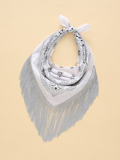 Paisley Print Fringe Trim Bandana | SHEIN