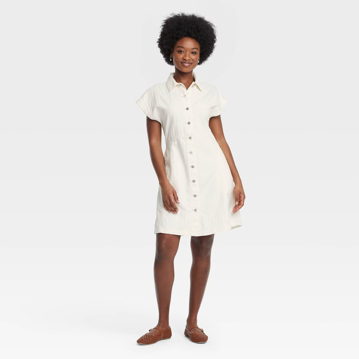 Women's Denim Flouncy Dress - Universal Thread™ Off-White S | Target