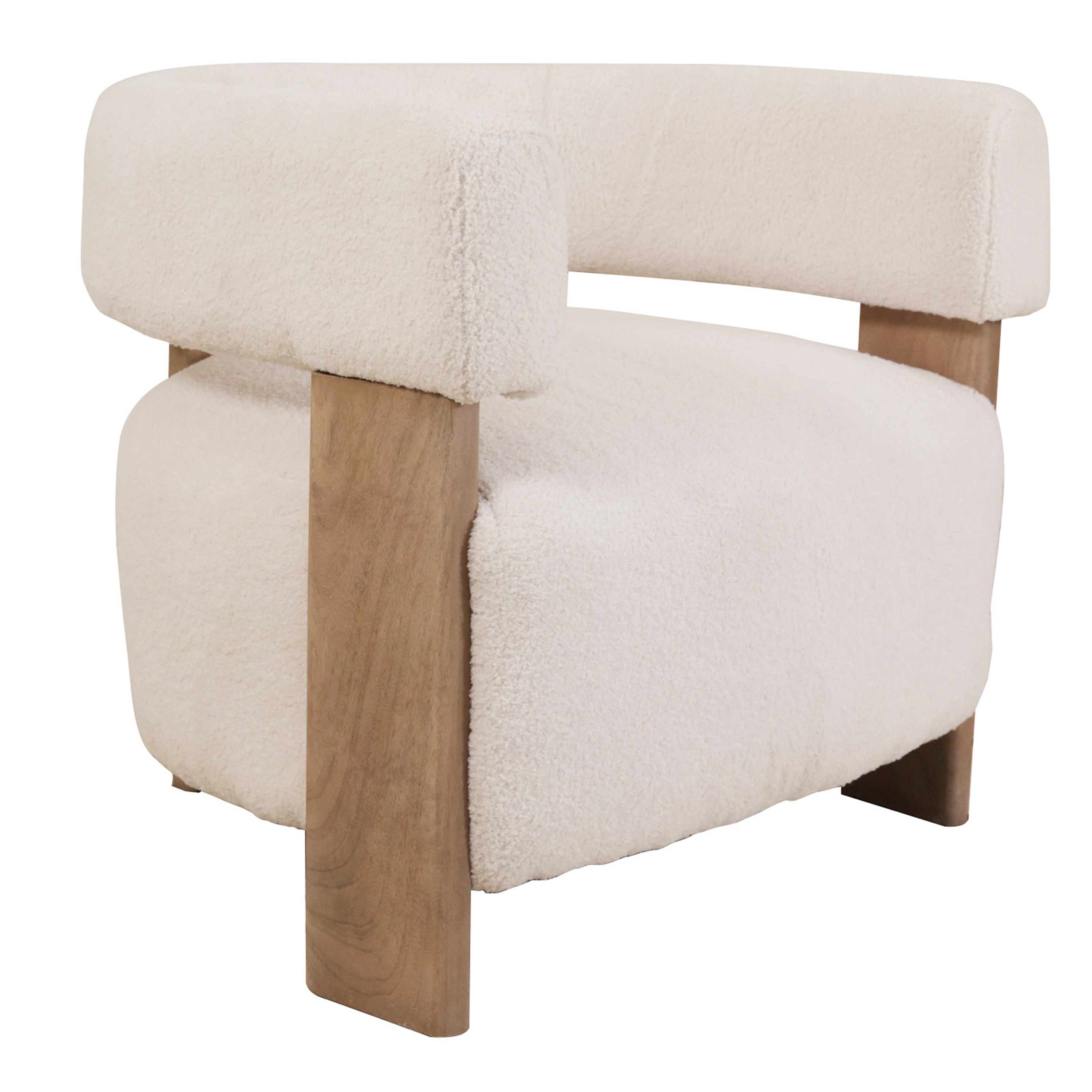 Landon Boucle and Mango Wood Curved Back Upholstered Chair | World Market