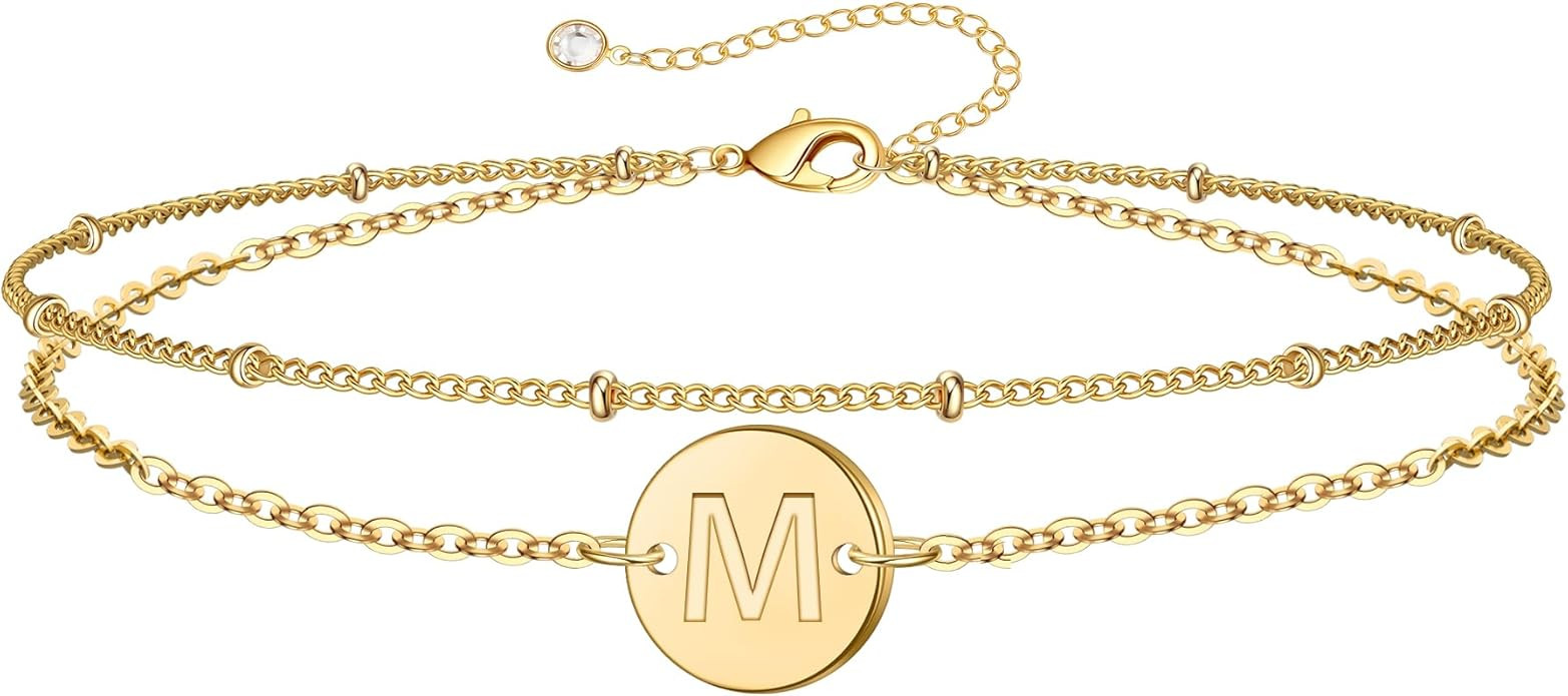 MONOZO Easter Basket Stuffers for Kids Teen Girls Gold Initial Bracelets - Dainty 18K Gold Plated... | Amazon (US)