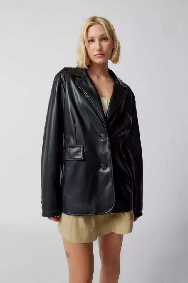 UO Jules Faux Leather Blazer | Urban Outfitters (US and RoW)
