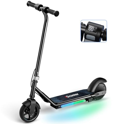 iScooter IK3 Electric Scooter for Kids Ages 6-14, 150W Motor, LED Display, 3 speeds Adjustable, Colorful Lights, Double Brake, Kids Electric Scooter with Magnetic Charging, Present for Kids (Black) | Amazon (US)