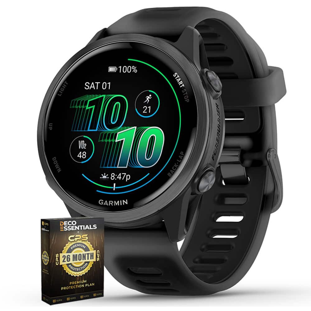 Garmin - Forerunner 570 - 42mm GPS Smartwatch Black Band with 26 Month Protection - Slate Gray Aluminum|Translucent Black - (2025) | Best Buy U.S.