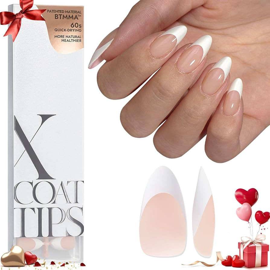 BTArtboxnails Almond French Tip Gel Nail Tips Kit - Soft Press on Nails with Nude Acrylic Tips XC... | Amazon (US)