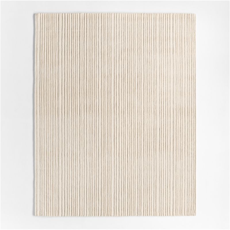 Paloma Textured Stripe Arctic Ivory Kids Wool Area Rug 8'x10' | Crate & Barrel