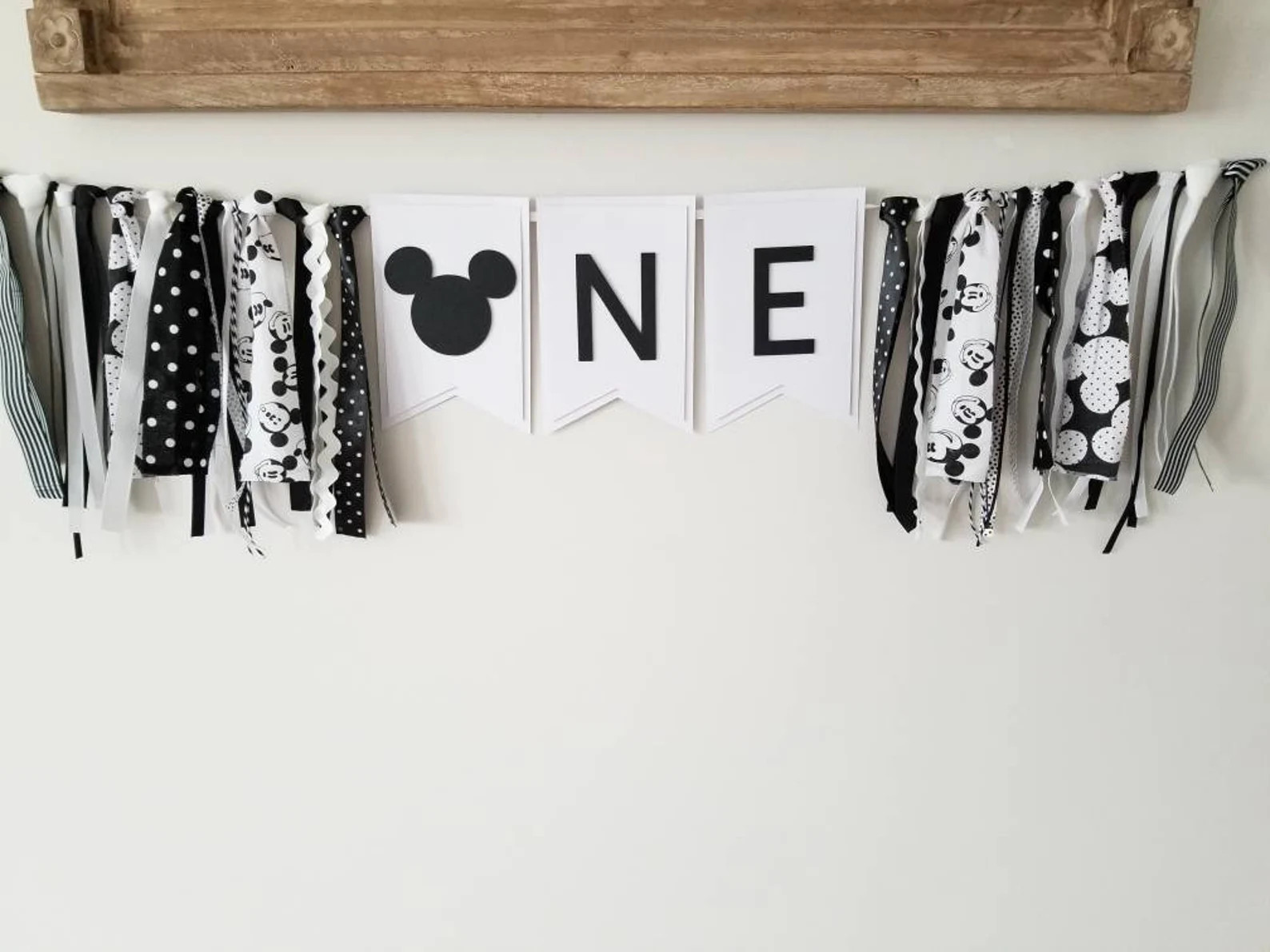 Modern Mickey Mouse Fabric Highchair One Banner, Black and White Steamboat Mickey Mouse Banner | | Etsy (US)