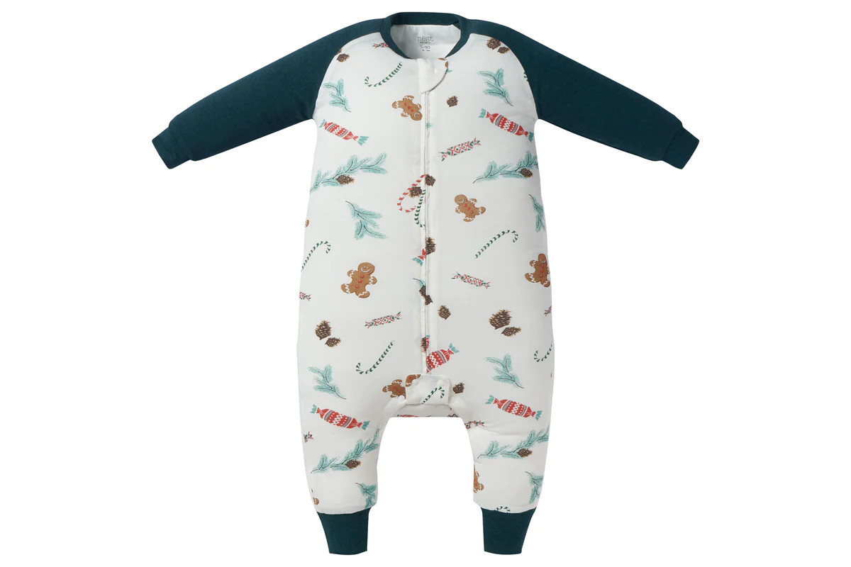 Long Sleeve Footed Sleep Bag 2.5 TOG (Bamboo Jersey) - Christmas Day! | Nest Designs