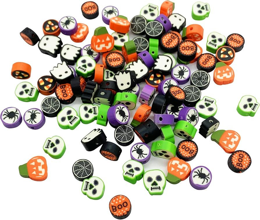 100 Pcs Halloween Polymer Clay Beads Heishi Spacer Beads Supplies for DIY Bracelet Earring Neckla... | Amazon (US)
