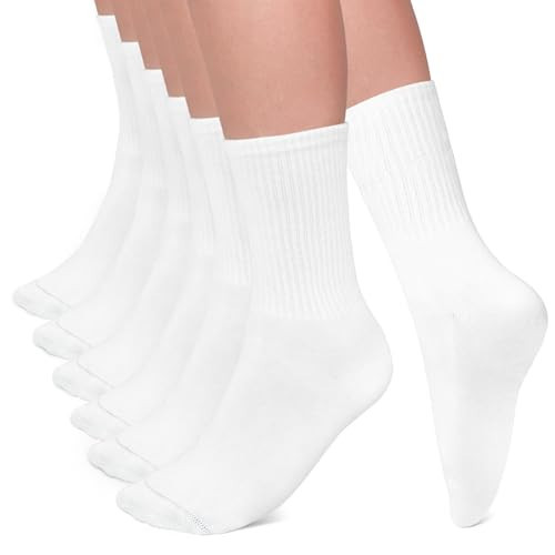 AGUTIUN 6 Pairs Pilates Socks Yoga Socks for Women, White Long Socks for Womens Girls Sports Pilates Dance Barefoot Athletic Workout | Amazon (US)
