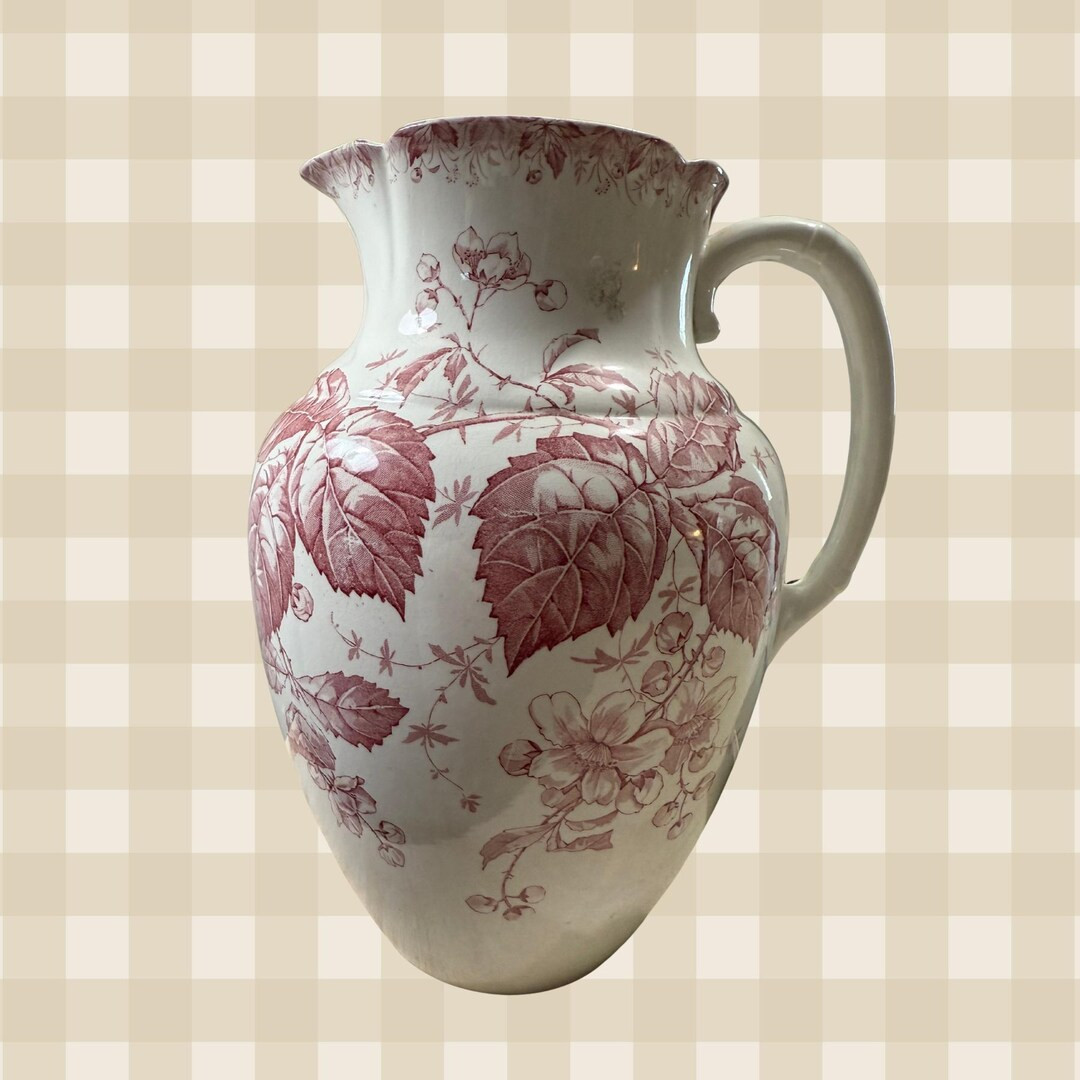 Antique Albion Blossom Transferware Pitcher Vase - Etsy | Etsy (US)
