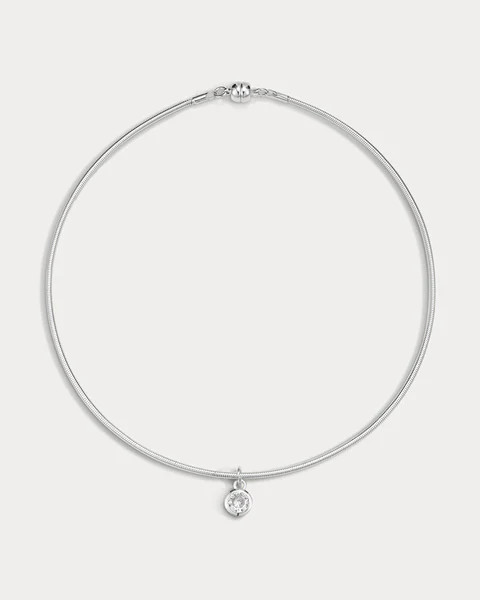 The Georgia Stone Omega Necklace- Silver | Luv Aj Inc.
