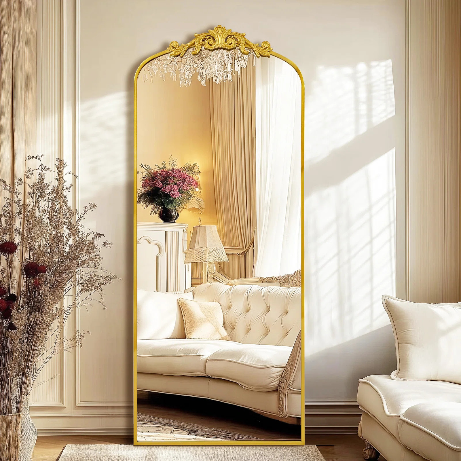 Antique Arch Full Wall Mirror, 71"x30" Elegant  Vintage Mirror with Ornate Frame | Wayfair North America